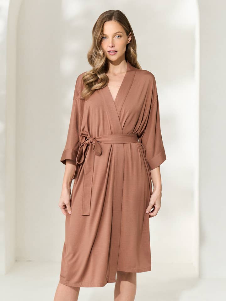 Dulce de Leche Luxe Modal Robe for wholesale by By Catalfo