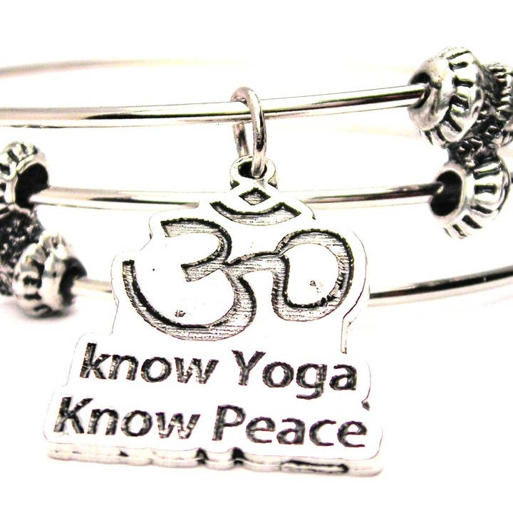 Know Yoga Know Peace Bracelet jonc triple style pour la vente par Chubby Chico Charms