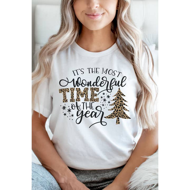 Most Wonderful Time Leopard Graphic Tee for wholesale by Bella Me