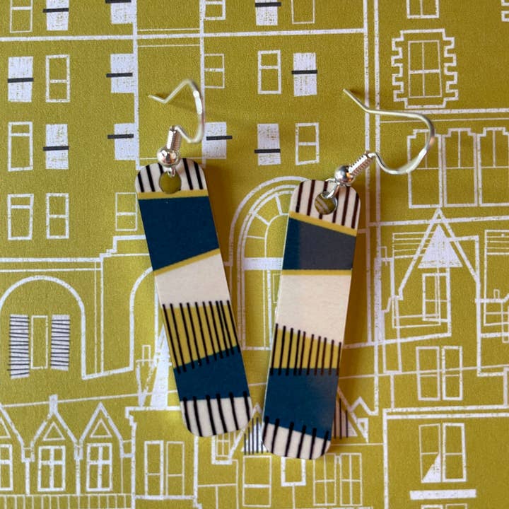 Strata Earrings (Navy & Ochre) - NEW for wholesale by Jenni Douglas Designs