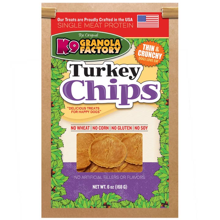K9 Granola Factory - Wholesale Pet Treats - Dog - Chip Collection, Single Meat Protein Turkey Chips For Dogs, 6oz0