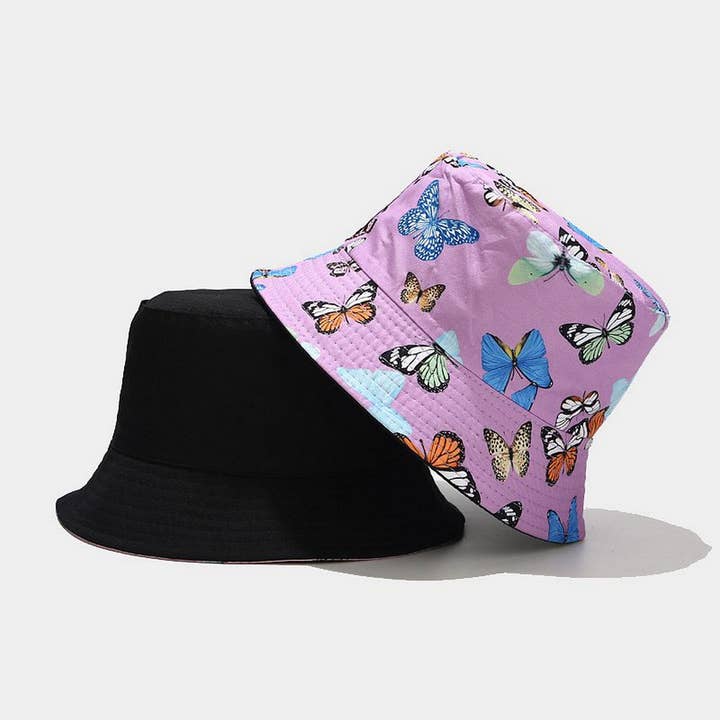 ACCITY - Wholesale Bucket Hat - Women's - COLORFUL BUTTERFLY PATTERN BUCKET HAT_CWAH16496
