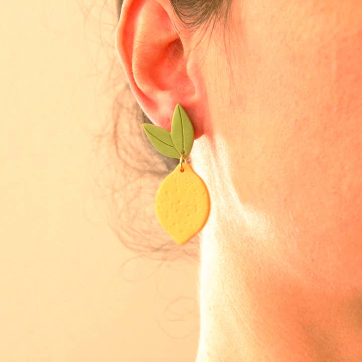 LEMONS // Fruit Earrings, Polymer Clay Earrings for wholesale by Odd Compass Outfit