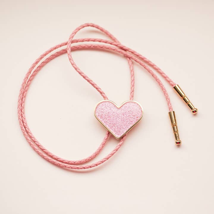 Glitter Heart Bolo Tie for wholesale by Tiny Deer Studio