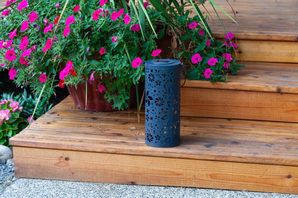 Allsop Home & Garden - Wholesale Outdoor/Lawn Light - Metal Bloom 12" Outdoor Solar Lantern - Midnight Blue4