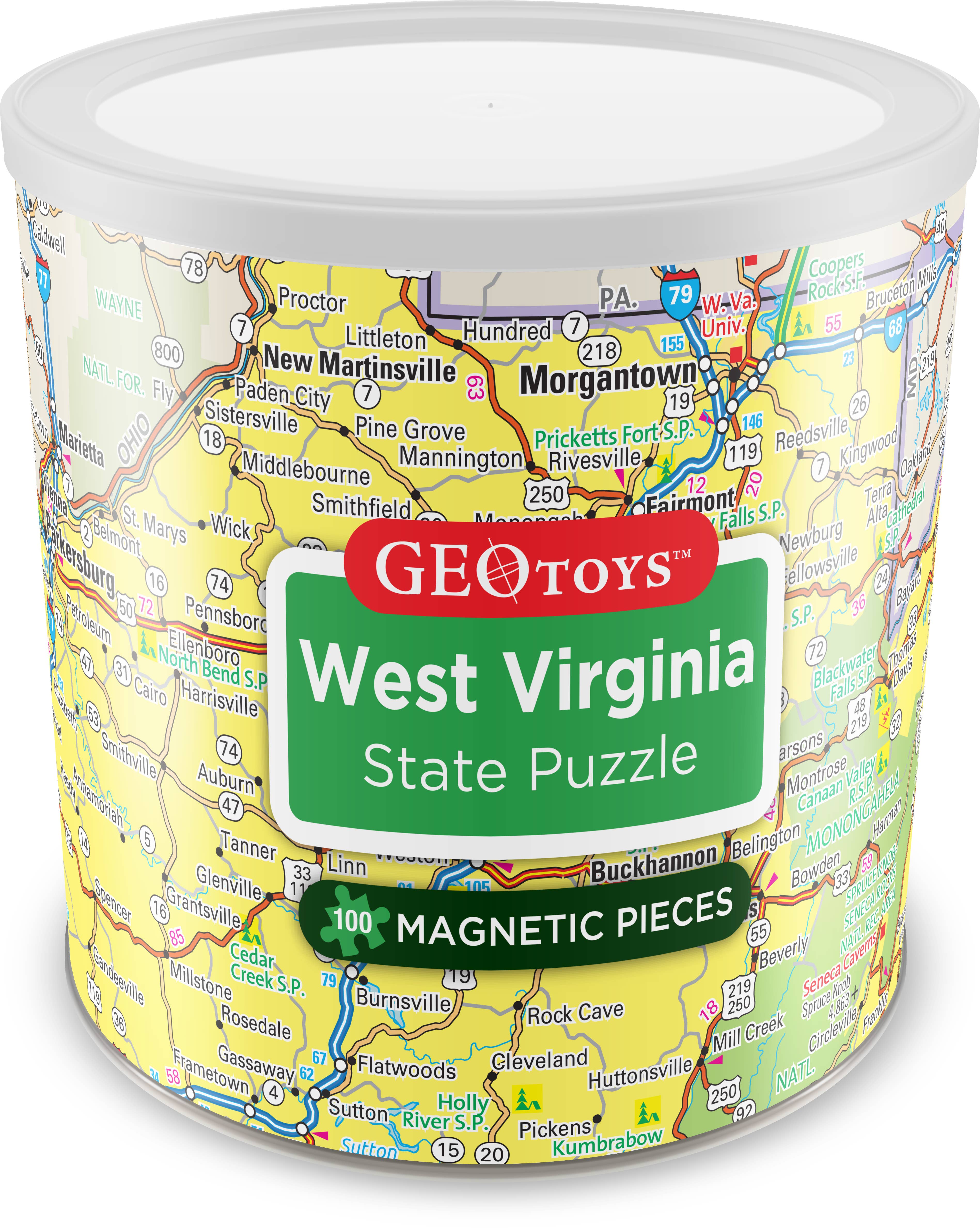 Geotoys - Wholesale Puzzle - Kids - Geotoys 100 Piece Magnetic Puzzle - West Virginia