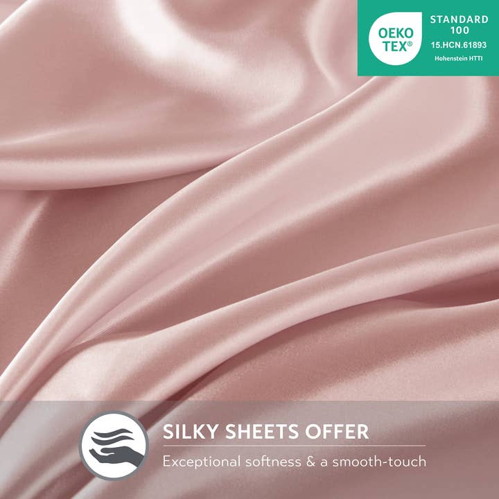 Olliix - Wholesale Sheet Set - Luxury Satin 6-Piece Sheet Set, Blush Pink17