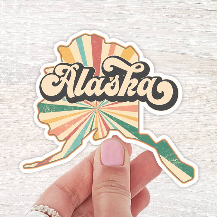 Autocollant Rétro de l'État d'Alaska pour la vente par The Daydreamer Designz