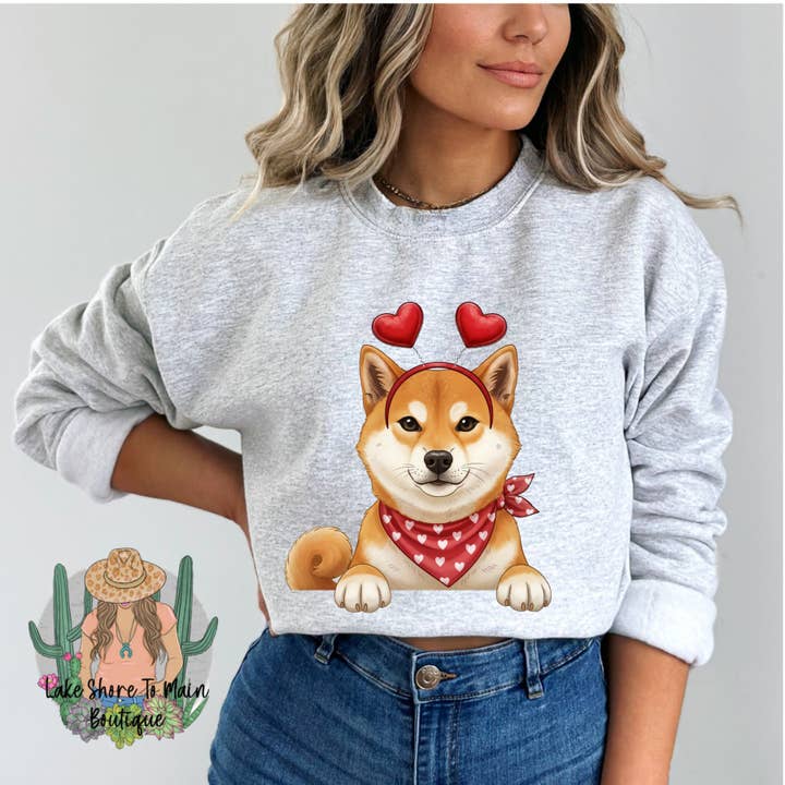 Cute Valentine's day sweatshirt - Valentine Shiba Inu for wholesale by Lake Shore To Main