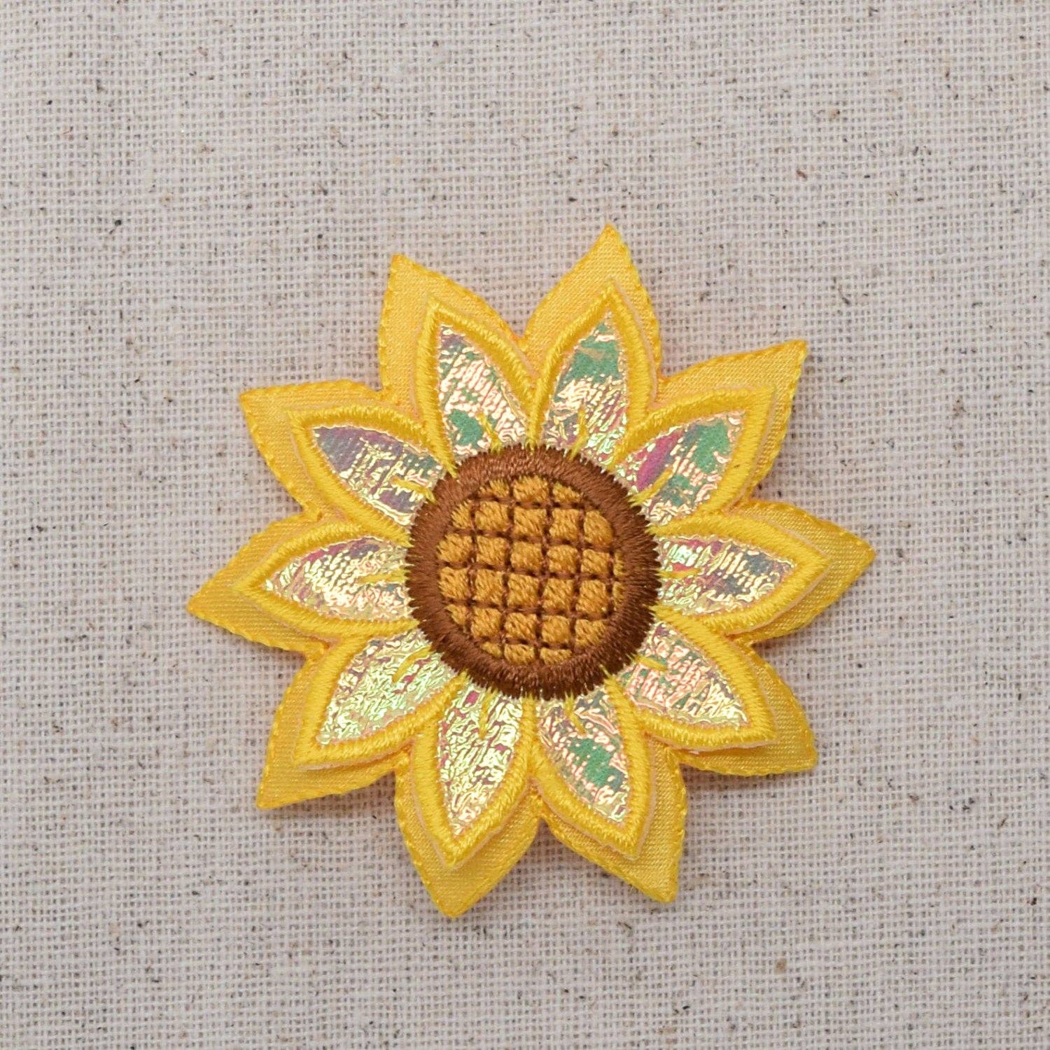 Wholesale Applique - Wholesale Patch - Sunflower 3D Shimmery Layered Petals, Iron on Patch1