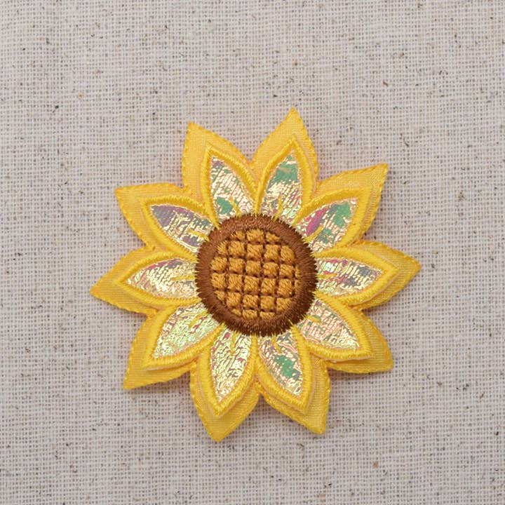 Wholesale Applique - Wholesale Patch - Sunflower 3D Shimmery Layered Petals, Iron on Patch1