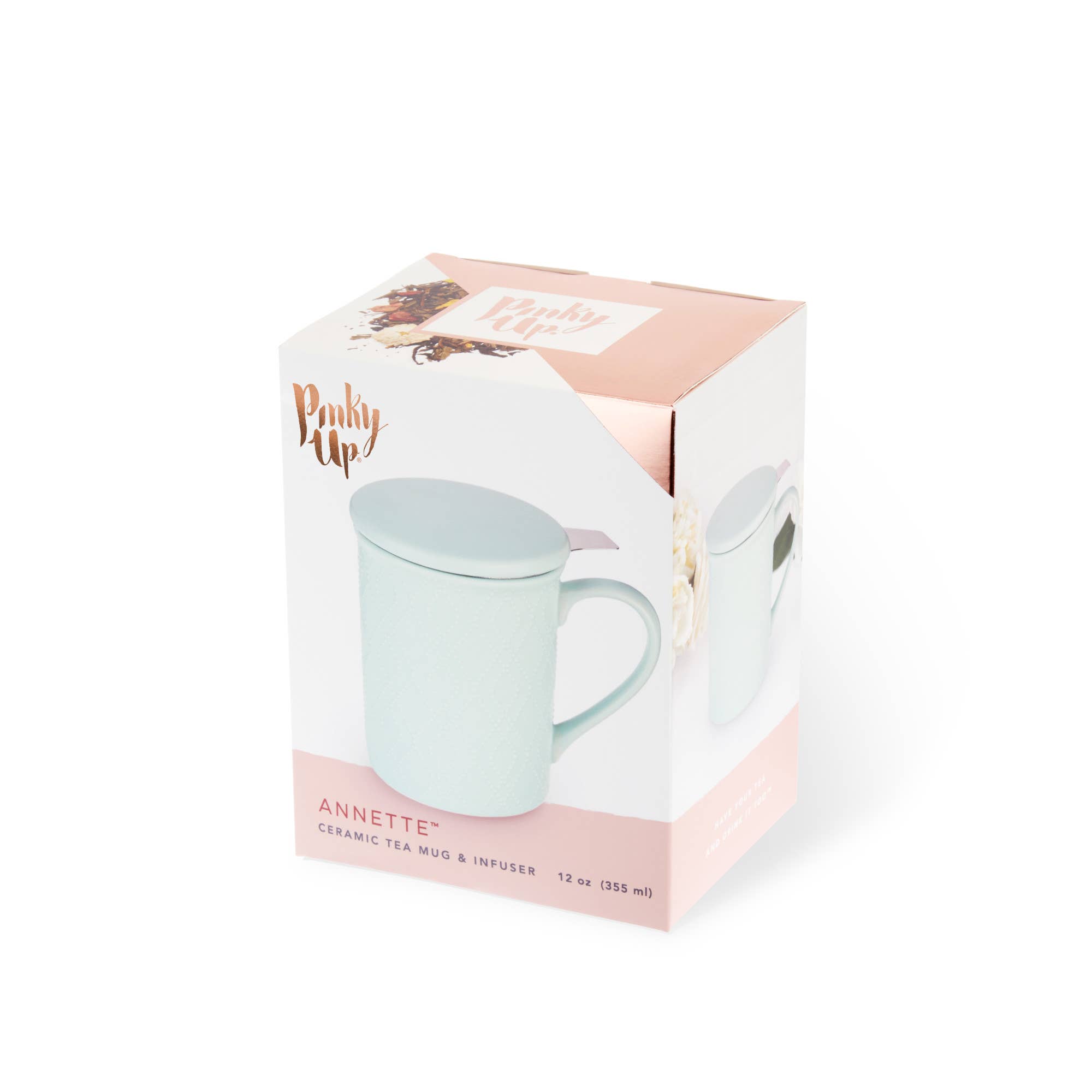Pinky Up - Wholesale Tea Strainer/Infuser - Annette™ 3D Ceramic Mug with Tea Infuser in Souk Mint1