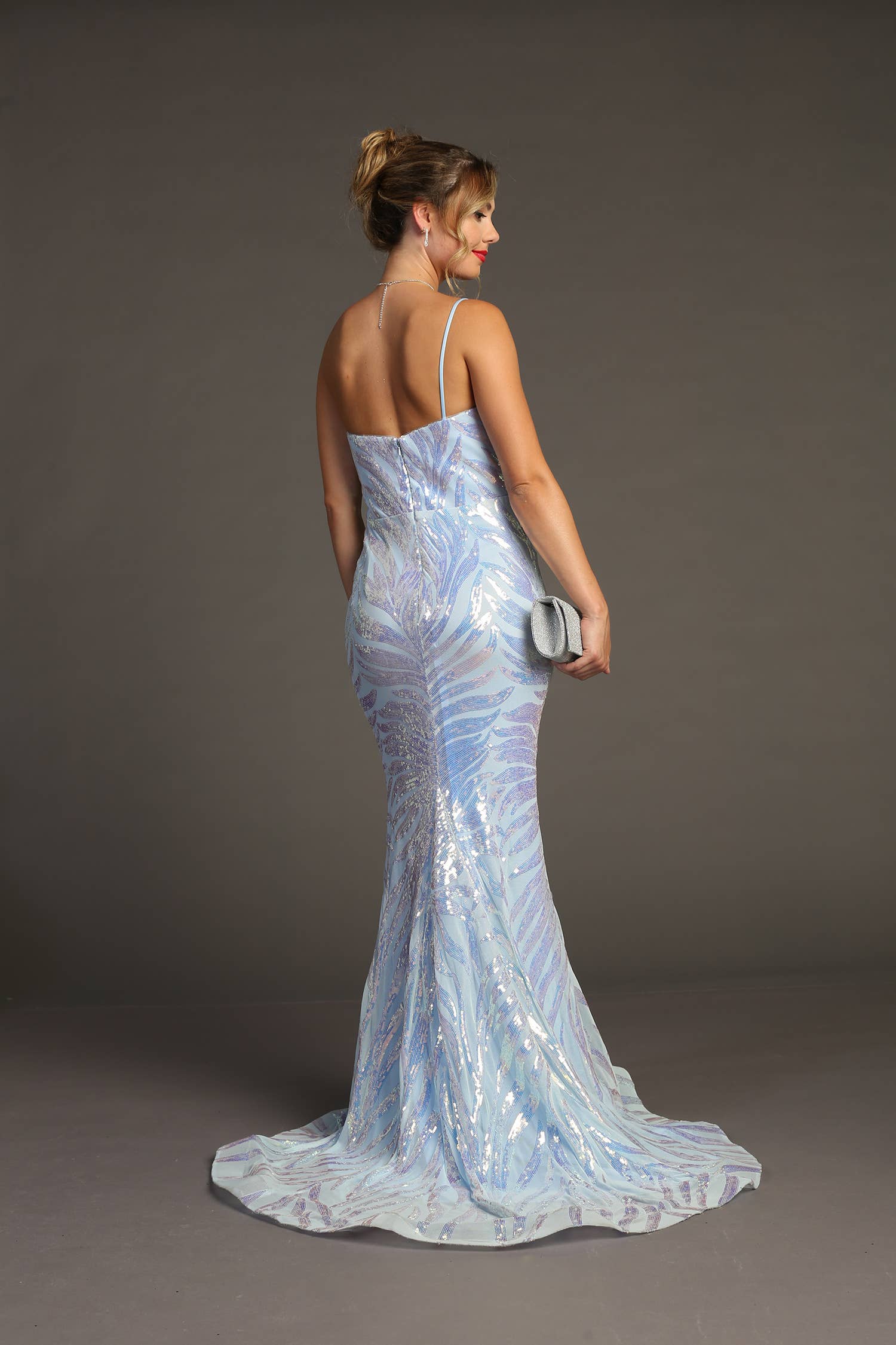 Chicas - Wholesale Gown - Women's - One Shoulder Sequin Metallic Mermaid Dress C8233