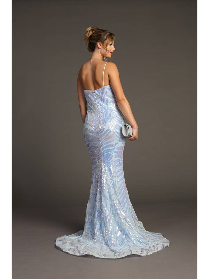 Chicas - Wholesale Gown - Women's - One Shoulder Sequin Metallic Mermaid Dress C8233