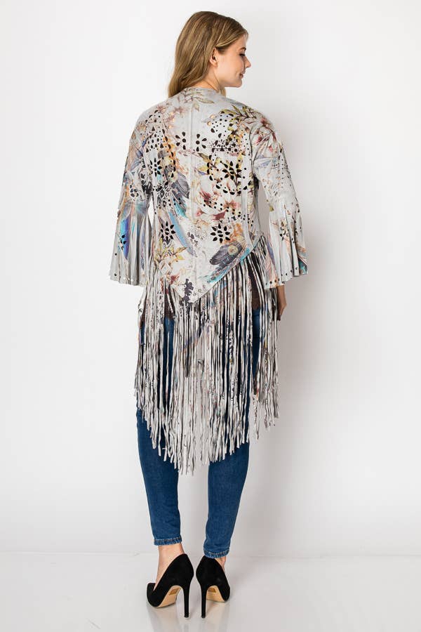 Western-Inspired Laser-Cut Buttery Faux Suede With Fringe Trim - 4761GY FEA FL for wholesale on Faire3