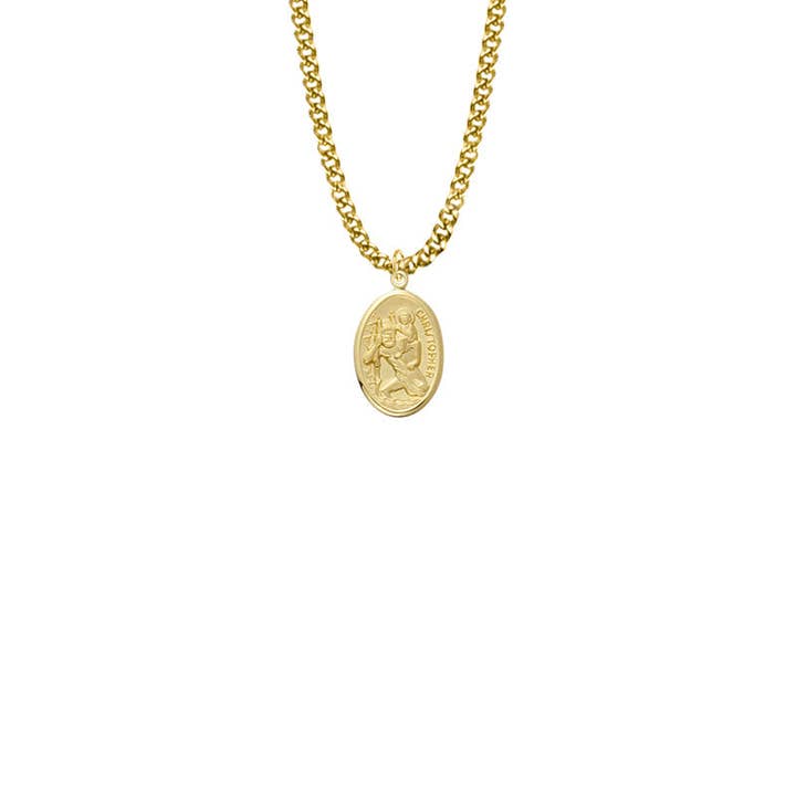 3/4 Inch 10KT Gold Filled Oval St. Christopher Medal, Patron Saint of Travelers for wholesale by NYMAN JEWELERS