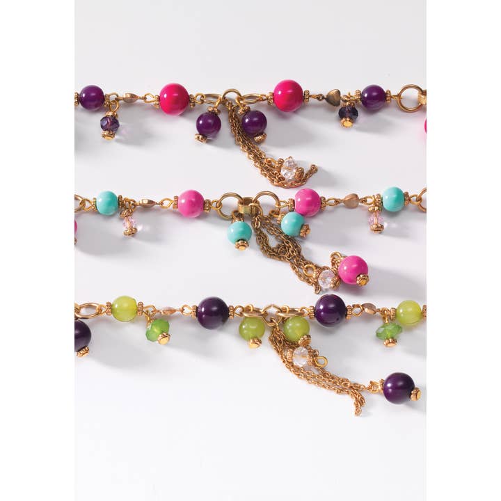 Namaste - Wholesale Link & chain necklace - 2-Tone Bead And Crystal Drop Necklace1