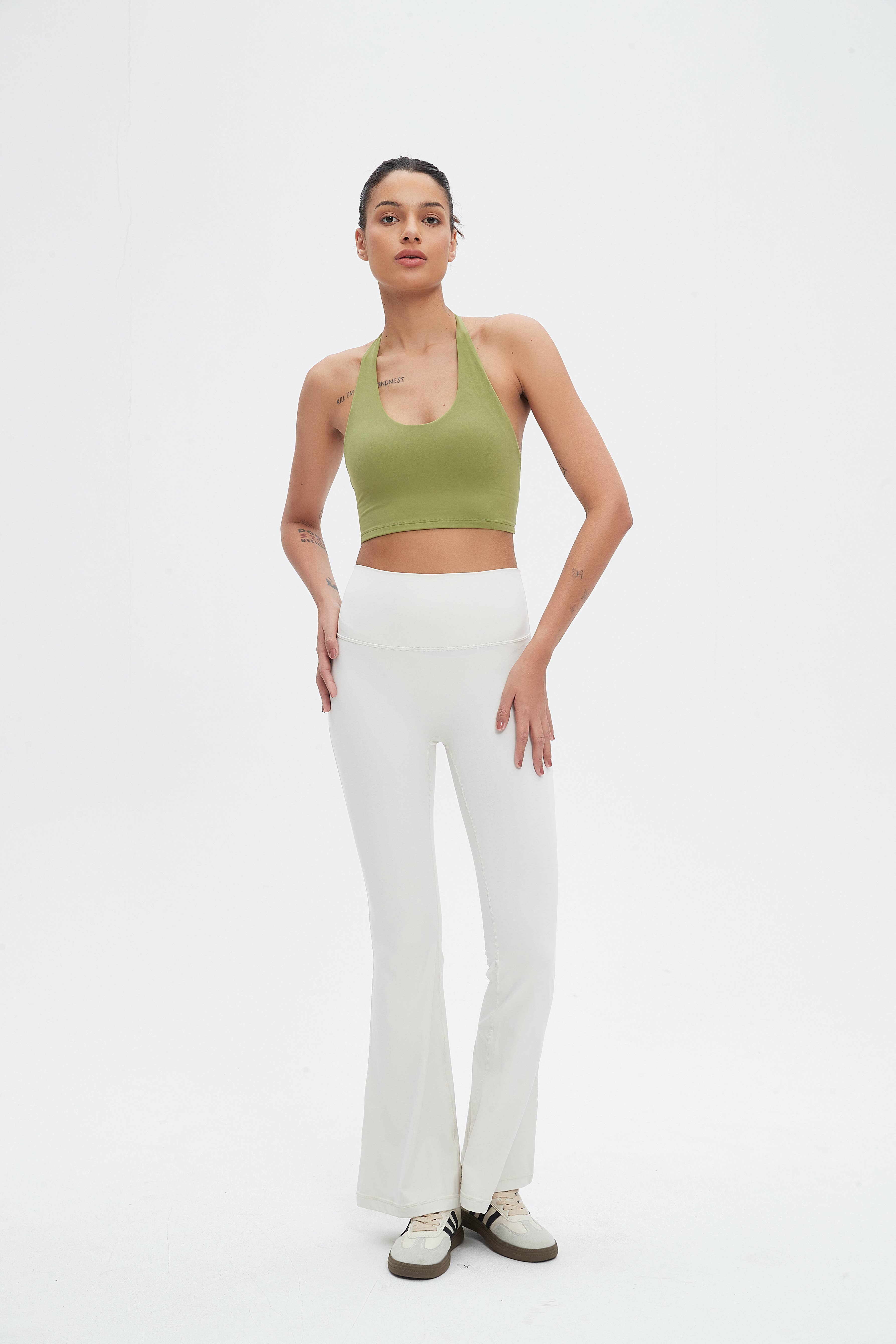 91thelabel – wholesale Activewear set – Women′s – Daphne Lycra® Halter Neck Sports Bra & Flare Pant Set 7