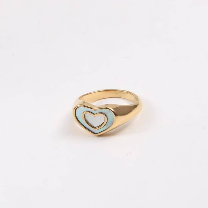 Parelmoer Shell Heart Inleg Ring voor wholesale door MeloMelo
