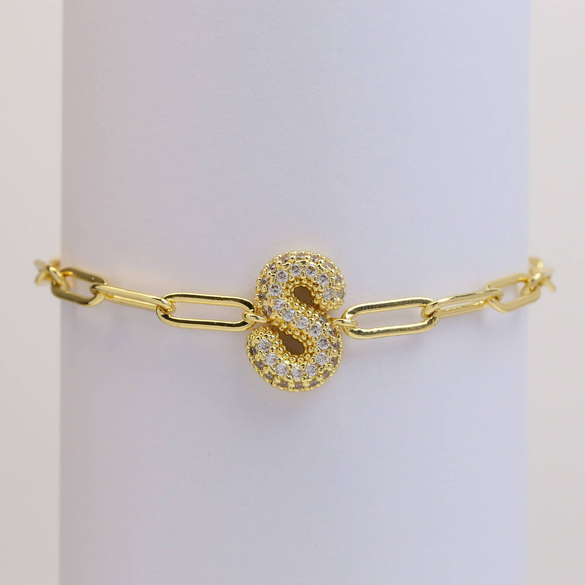 Savvy Bling - Vente Bracelets à breloques/pendentifs - Bracelet à bulles initiales en CZ18