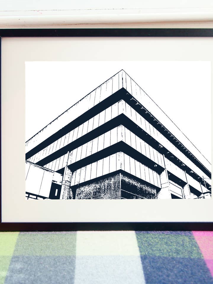 Impresión artística de The Birmingham Bold Brutalist Old Library para venta al por mayor de Barmy Brummie