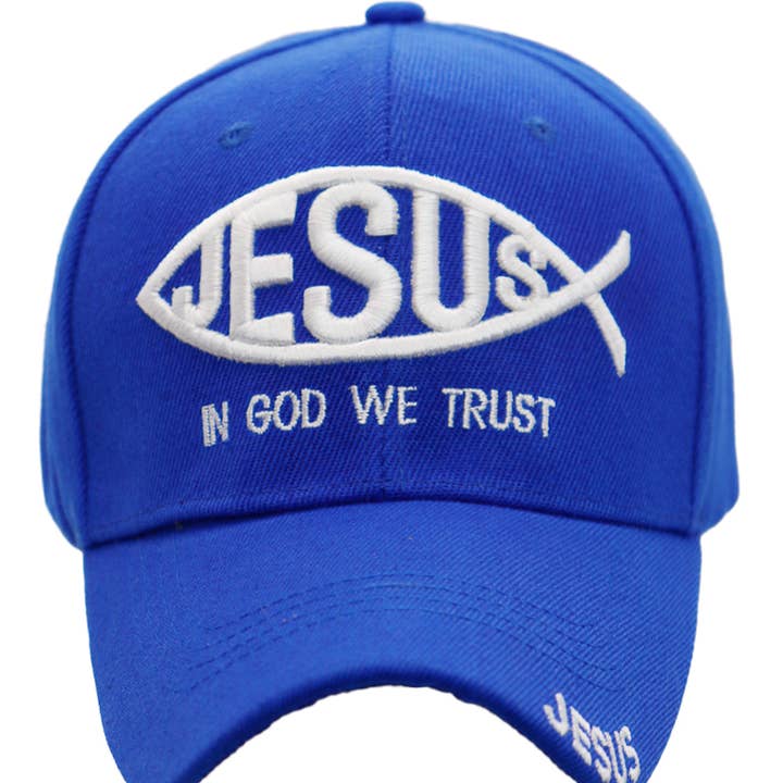 Cap Zone - Wholesale Baseball Cap - Unisex - Jesus Fish In God We Trust Acrylic Baseball Cap