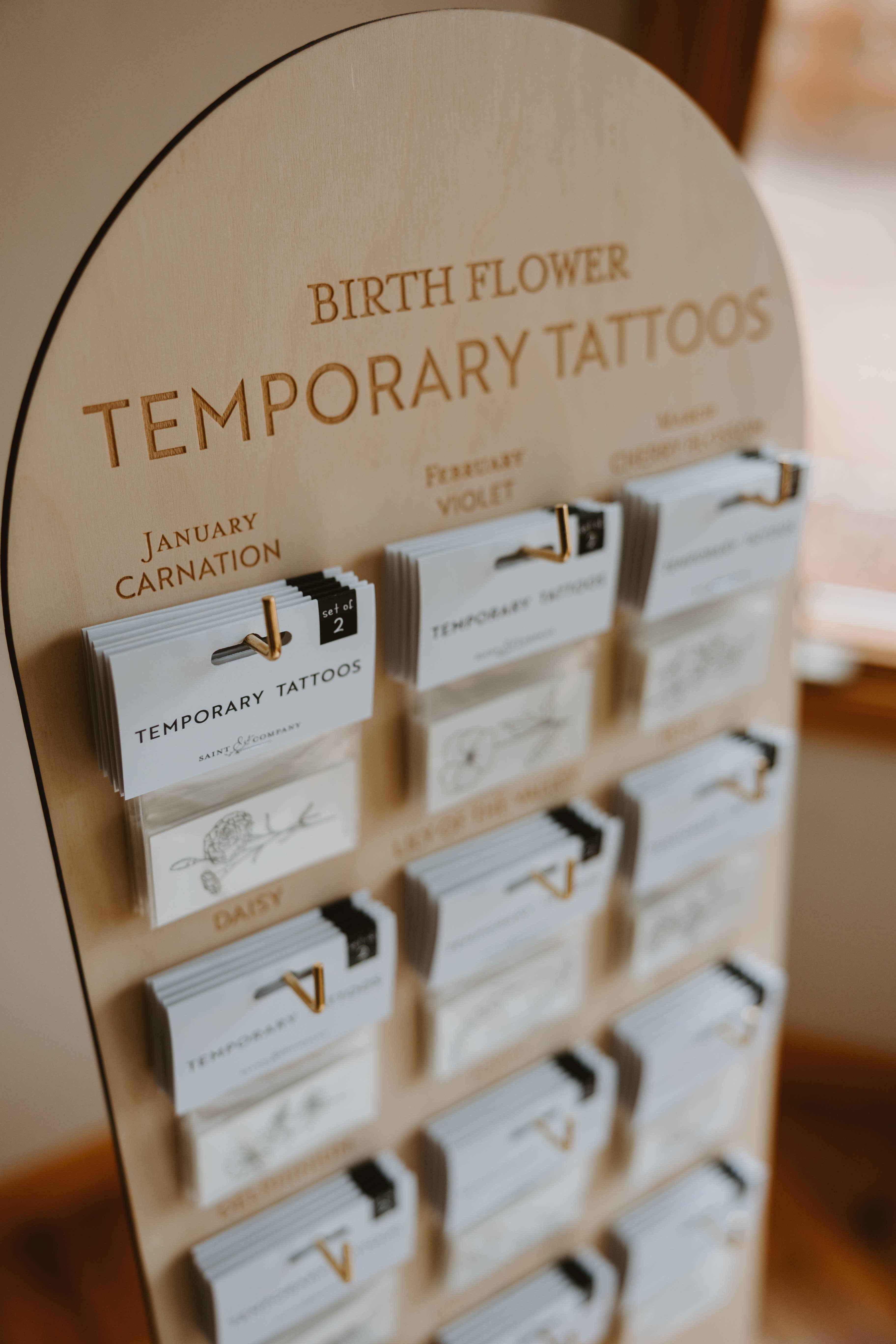Saint Tattoos - Wholesale Jewelry Stand & Display - Birth Flower Temporary Tattoo Display Stand1