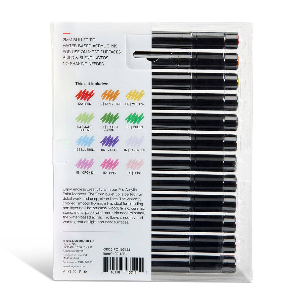 KINGART - Wholesale Marker - Acrylic Paint Markers - 12 Floral Colors12