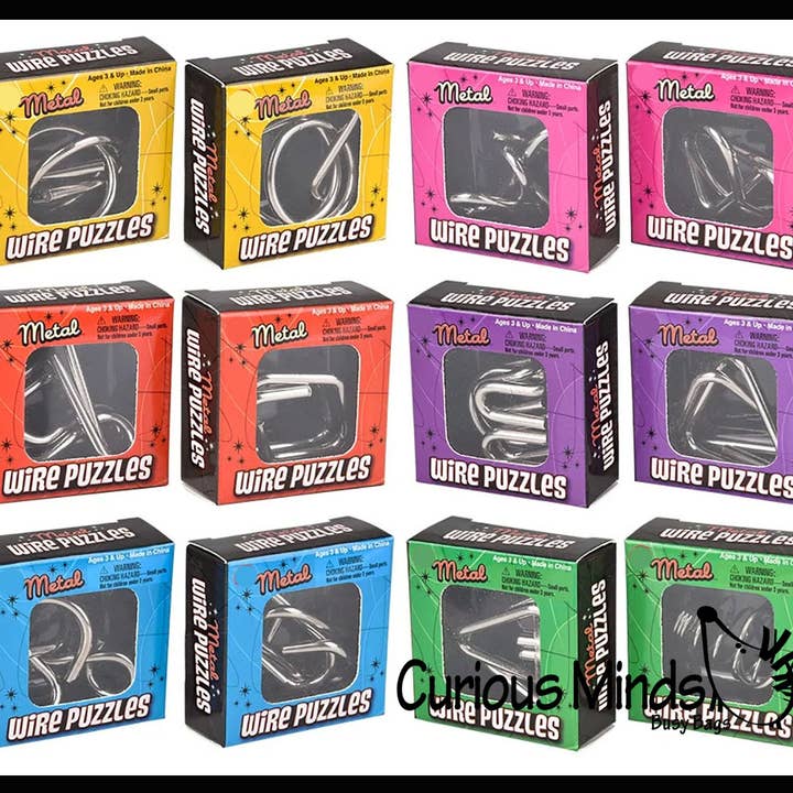 1 mini quebra-cabeças de quebra-cabeças de fio de metal - embrulhado individualmente por atacado de Curious Minds Toys