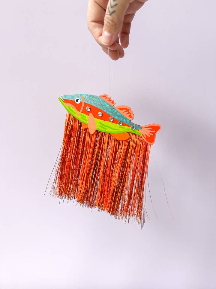 Fish Holiday Ornament -6in Maximalist Western Decor for wholesale by Velvet Outlaw