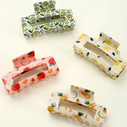 JOSSLYN by wall to wall - Wholesale Hair Clip - Women's - FRUITS RECTANGLE HAIR CLAW CLIPS | 40H805