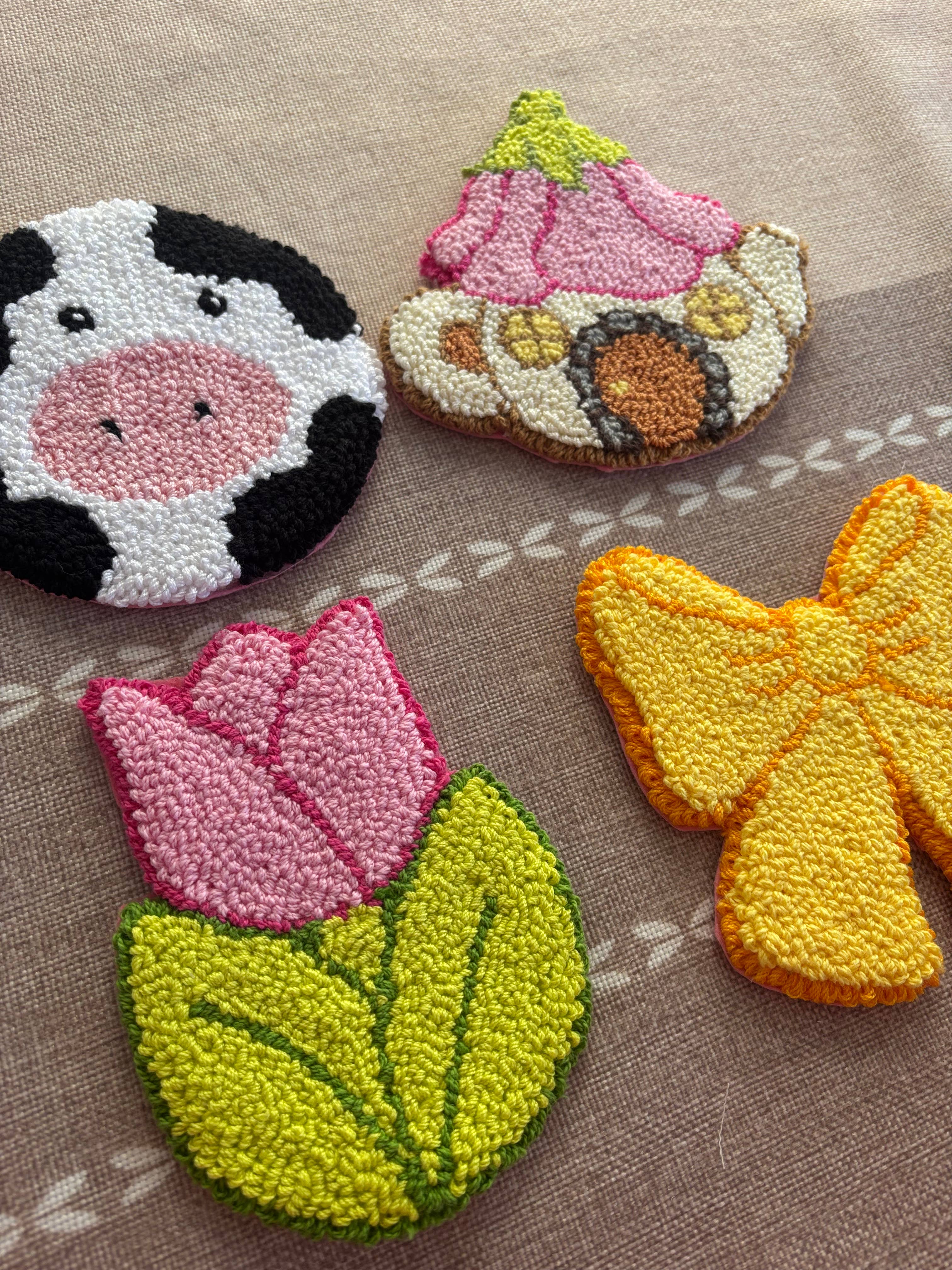 Honey Punches - Wholesale Coasters - Punch needle mug rugs, Hand tufted coasters, Cozy gifts6