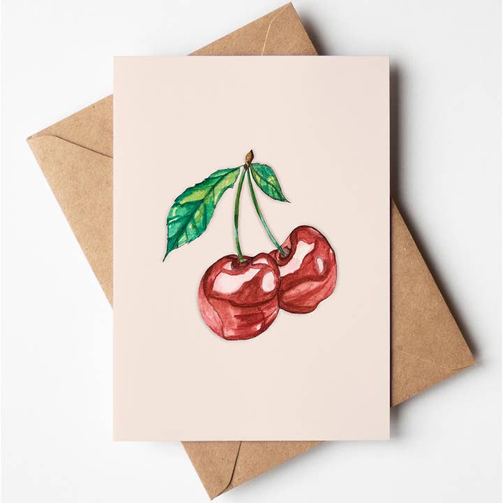 Cherry Greeting Card for wholesale by Rachel Reynolds