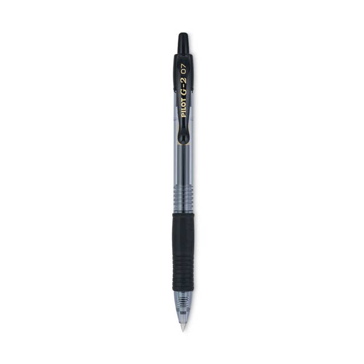 Pilot G2 Gel Pen, Fine 0.7mm, Black Ink, Smoke Barrel, Dozen for wholesale by Everyday Supply Co