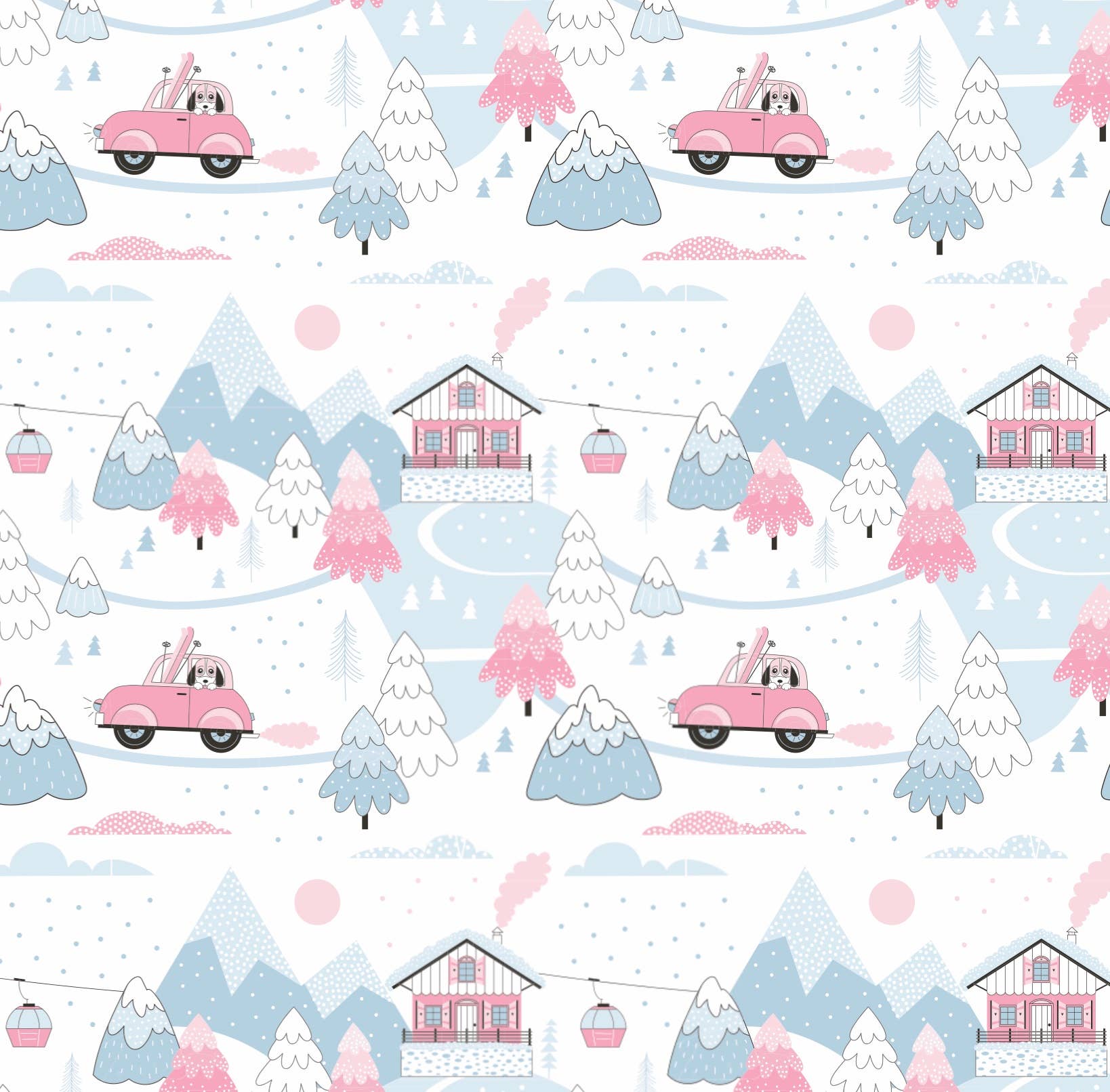 Stesha Party - Wholesale Flat Wrap - Ski Slopes Winter Holiday Gift Wrap Paper1