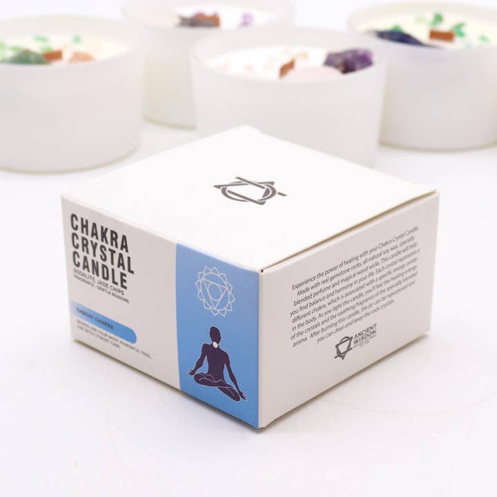 Throat chakra candle for wholesale by Cristaux & Bien-Être