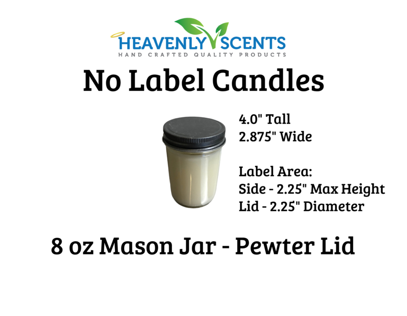 Heavenly Scents - Wholesale Jar/Filled Candle - 8oz Mason Jar Soy Candles - Pewter  Lid  - 6 Pack No Label1