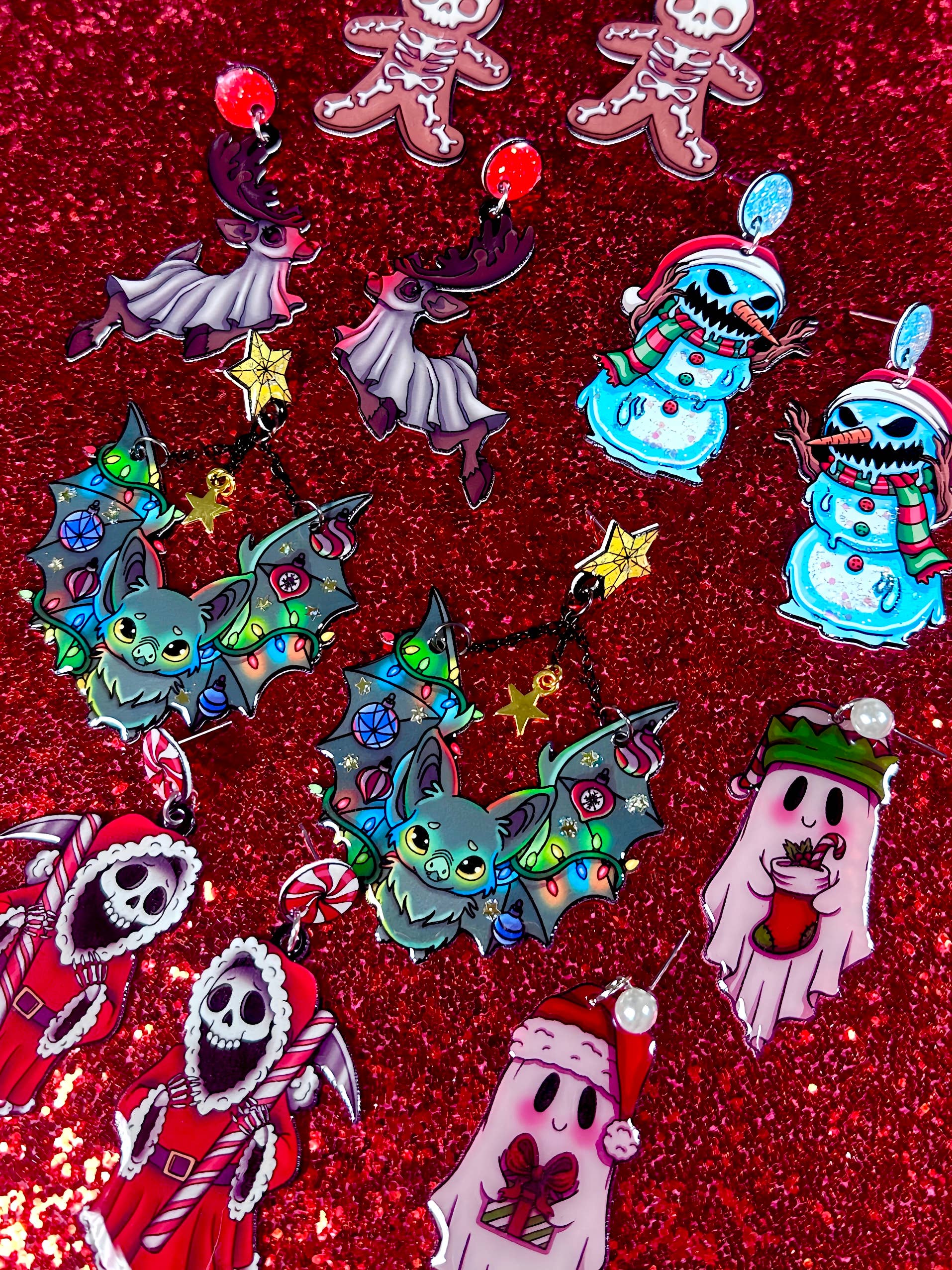 Sea Pixie Designs - Wholesale Dangle Earrings - Grim Reaper Santa Halloween & Christmas Dangle Earrings5