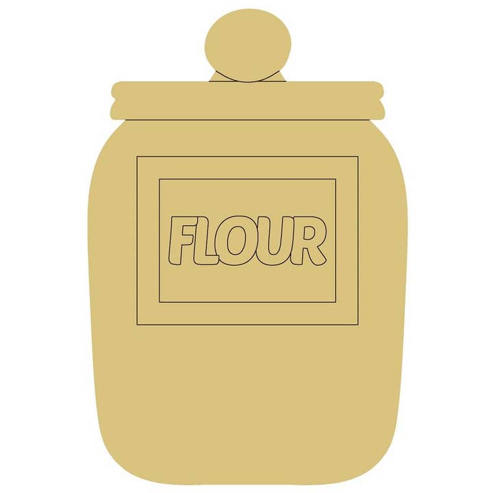 Bocal à farine Design By Lines, découpe en bois inachevé Style 1 pour la vente par Diverse Woodworking
