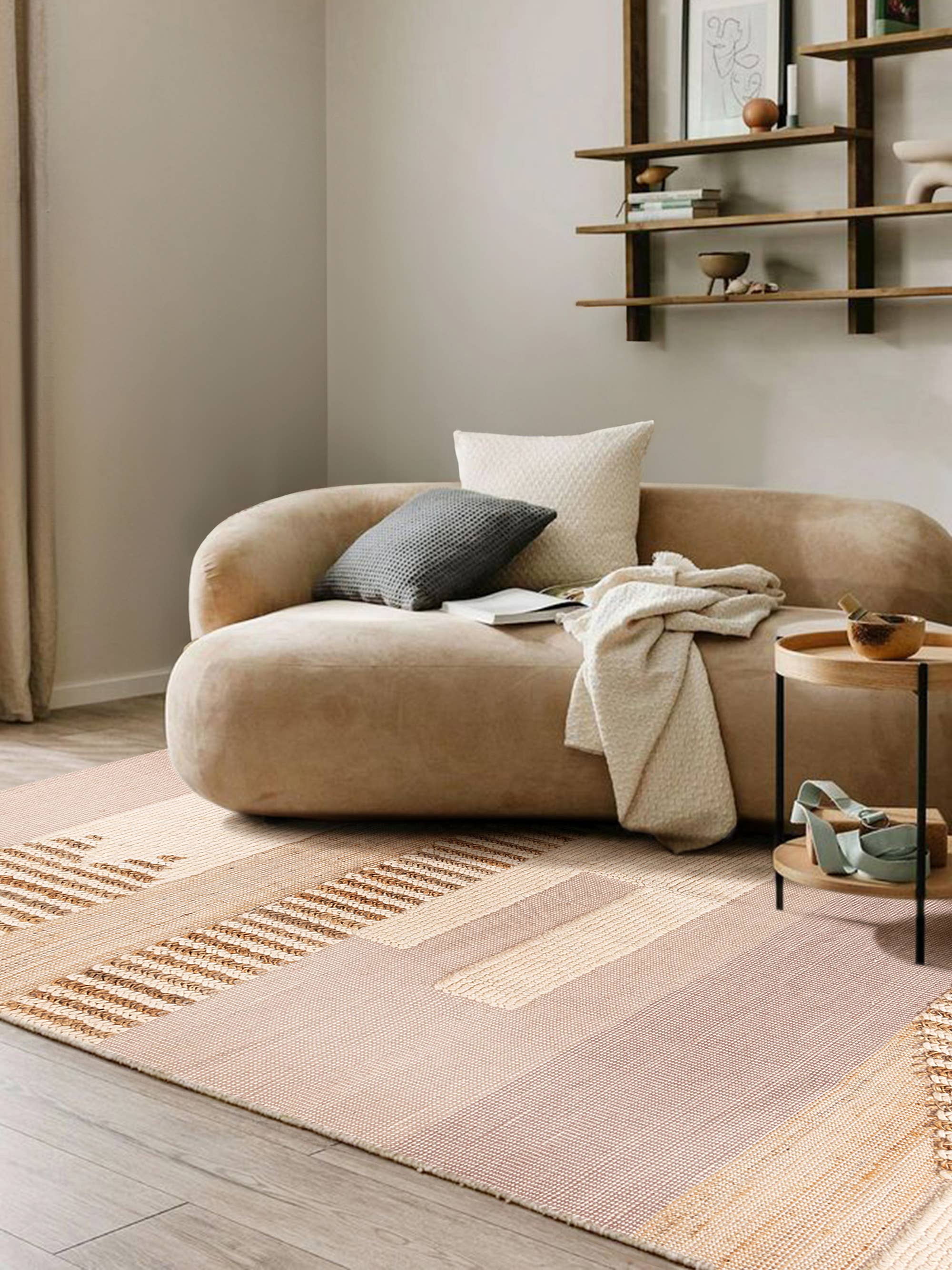 GAURI KOHLI - Wholesale Area Rug - Zanzibar Textured Neutral Flat-Weave Area Rug · 5′×8′4