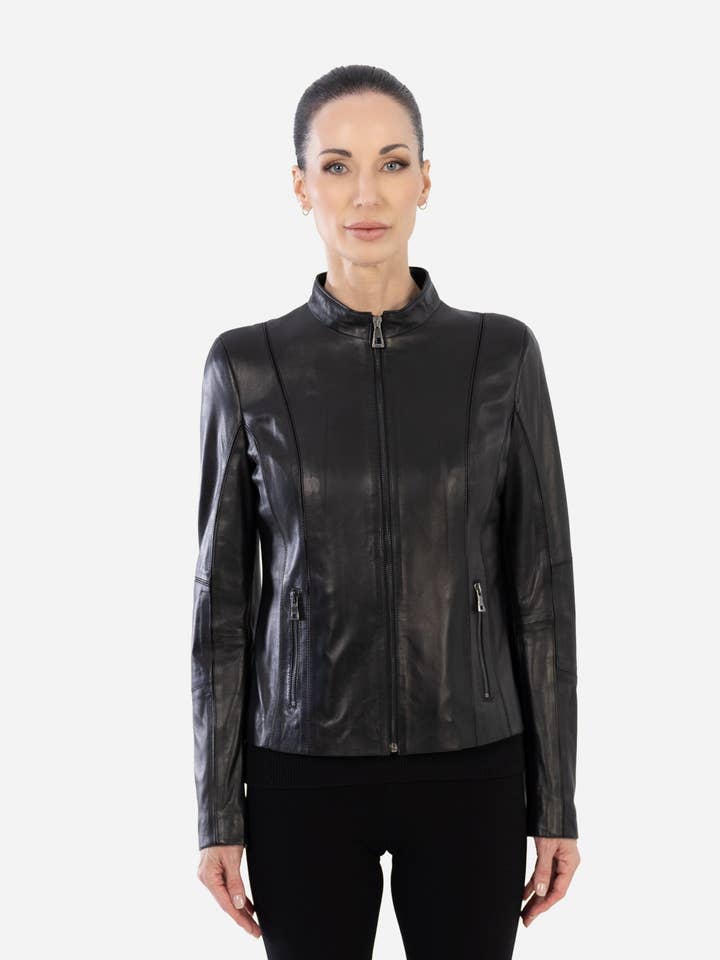 black Alina Leather Jacket for wholesale on Faire1