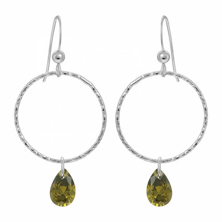 Sosie Designs - Wholesale Dangle Earrings - CZ Diamond Cut Hoops Earrings - Olivine