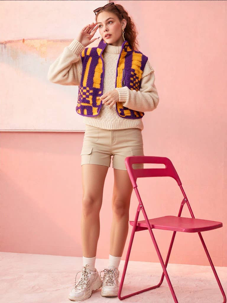 VERY J – Engroshandel Vest - Dame – NJ90128-trykt sød fleece vest1