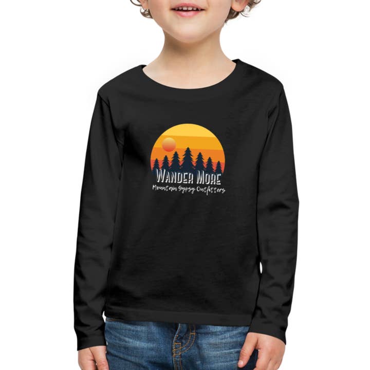 Wander More Langarmshirt für Kinder für den Großhandel von Mountain Gypsy Outfitters