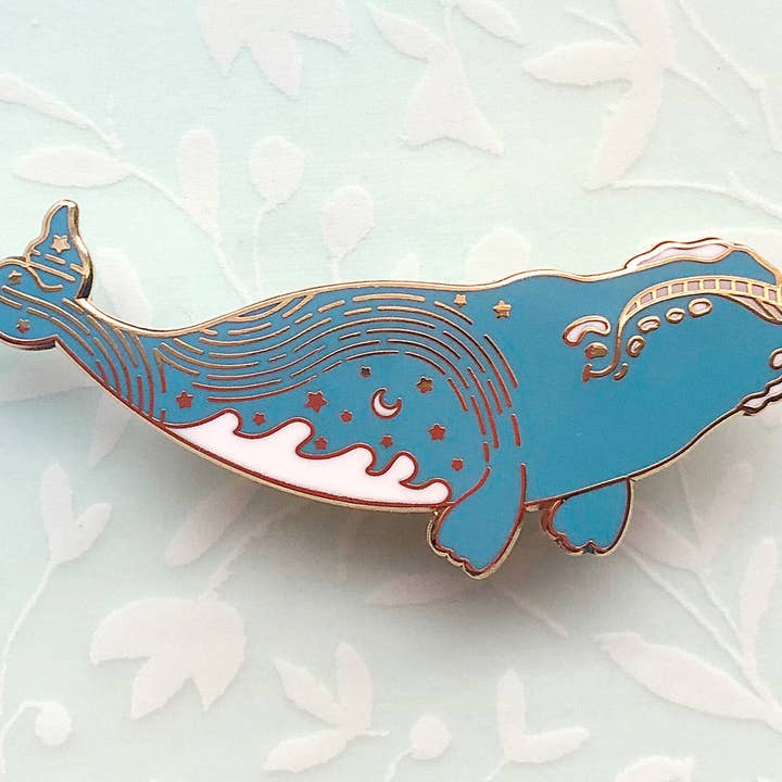 Alum and Ink - Wholesale Lapel Pin/Button - Star Trails Right Whale (Pathways Through the Stars) Pin0