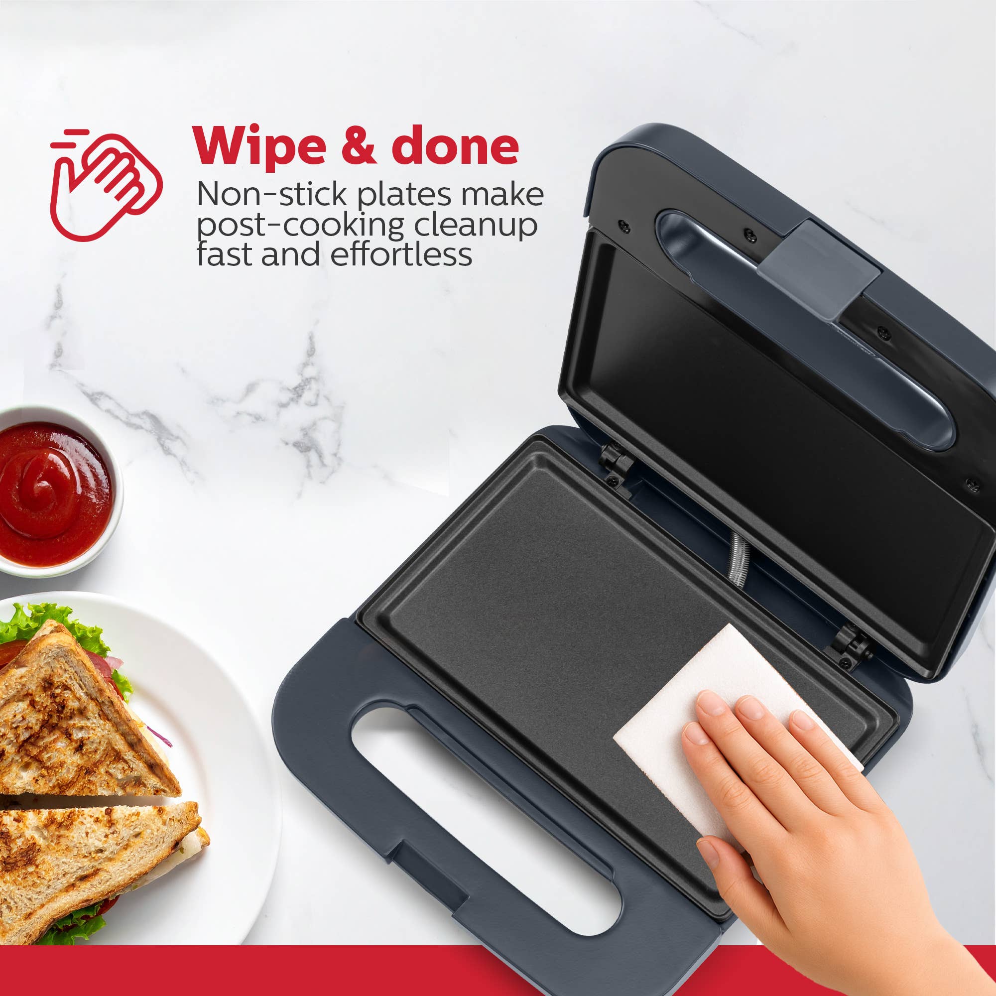 Holstein Housewares - Wholesale Kitchen Appliance - 2-SLICE SANDWICH MAKER & GRIDDLE ROSE GOLD2