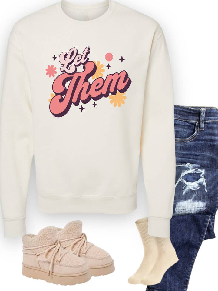 Ink + Thread – Großhandel Sweatshirt mit Grafikdruck – Damen – Let Them Sweatshirt mit Rundhalsausschnitt2