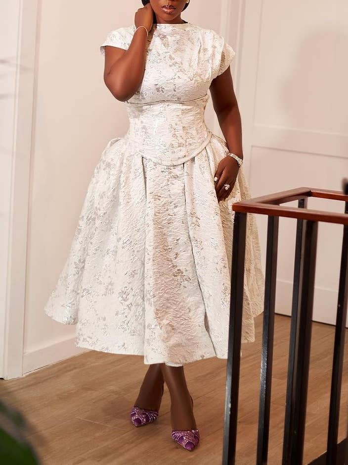 New premium print waist waist mid-length dress for wholesale by HIDDENBRAND