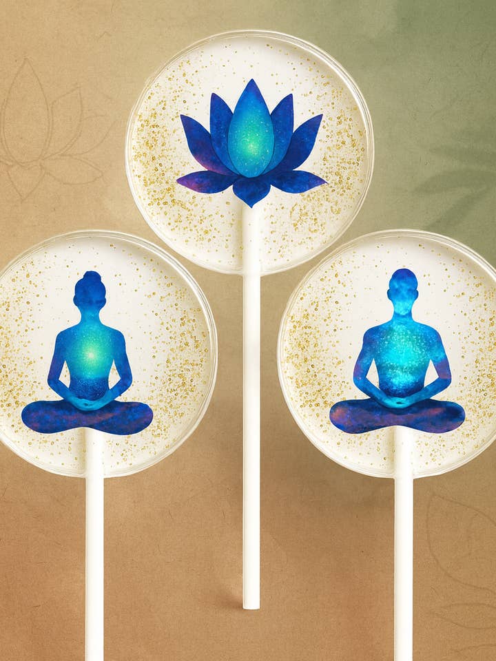 Meditation Lollipops for Yoga Studios, Wellness Favors for wholesale by TheLollipopStudio