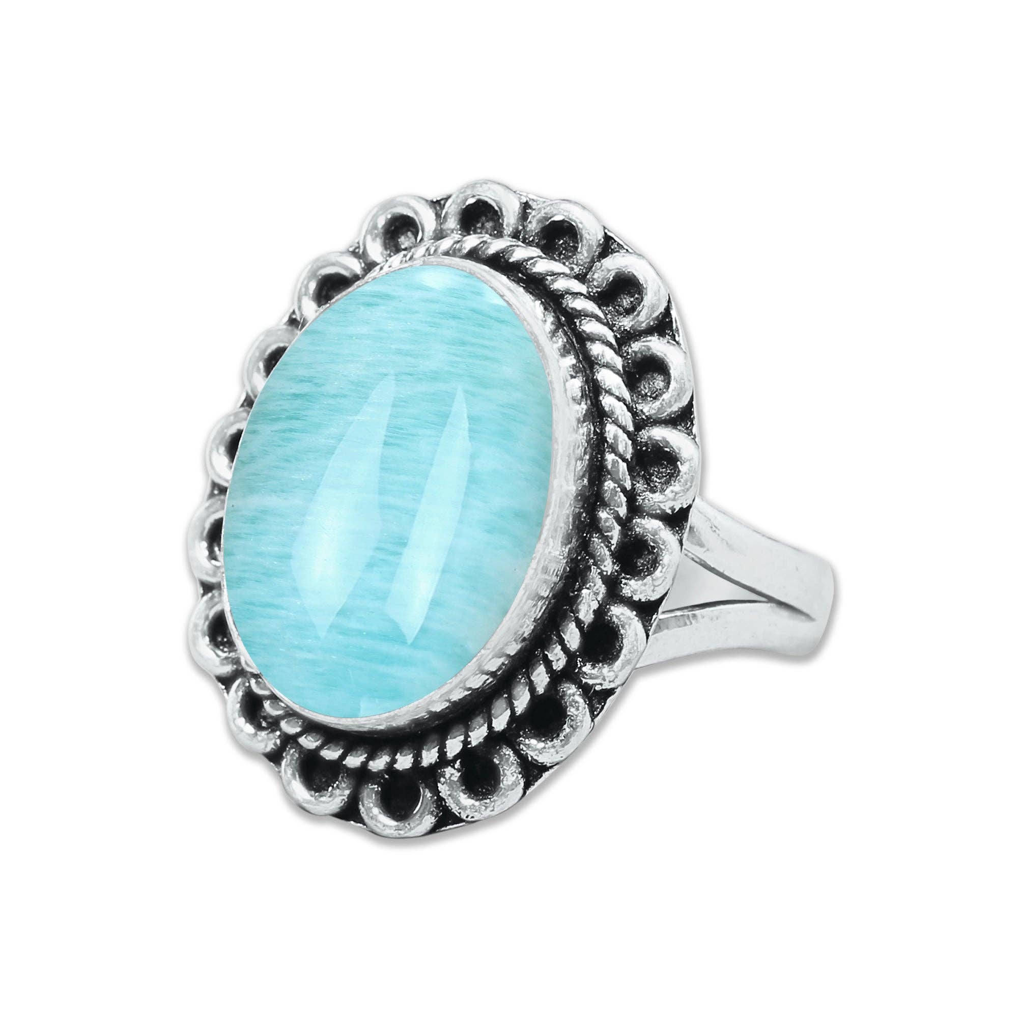 Handmade Jewels - Wholesale Cocktail/Statement Ring - Amazonite Rings – Handmade, Silver-Plated, Assorted Boho Designs (US Sizes 6–10)6